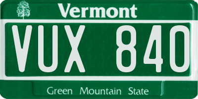 VT license plate VUX840