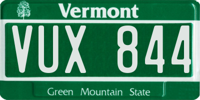 VT license plate VUX844