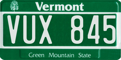VT license plate VUX845