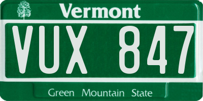 VT license plate VUX847