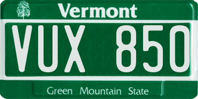 VT license plate VUX850