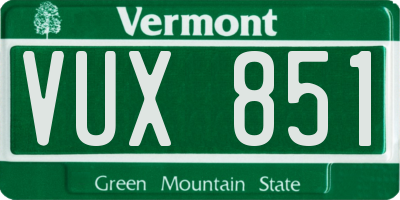 VT license plate VUX851