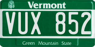 VT license plate VUX852