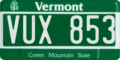 VT license plate VUX853