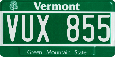 VT license plate VUX855