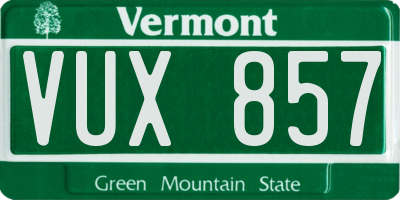 VT license plate VUX857