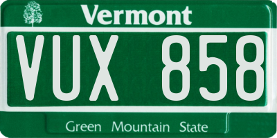 VT license plate VUX858