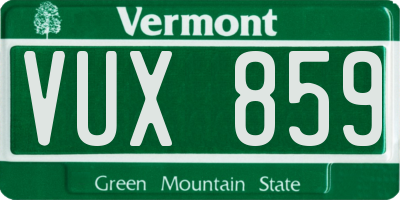 VT license plate VUX859