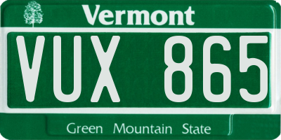 VT license plate VUX865
