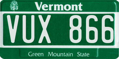 VT license plate VUX866