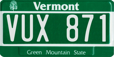 VT license plate VUX871