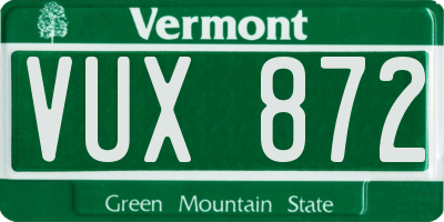 VT license plate VUX872