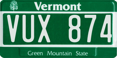 VT license plate VUX874