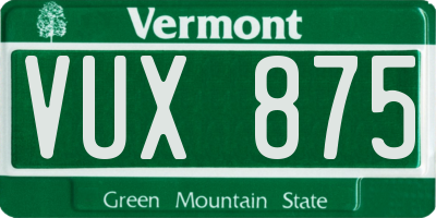 VT license plate VUX875