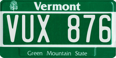 VT license plate VUX876