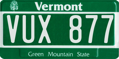 VT license plate VUX877