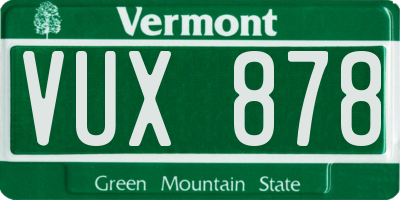 VT license plate VUX878