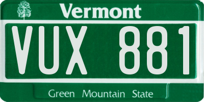 VT license plate VUX881