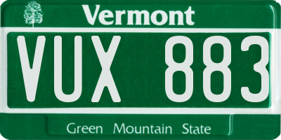 VT license plate VUX883