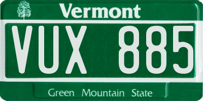 VT license plate VUX885
