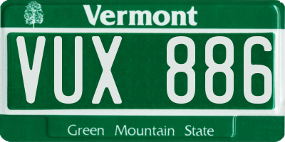 VT license plate VUX886
