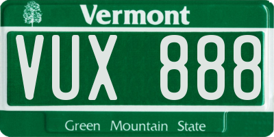 VT license plate VUX888