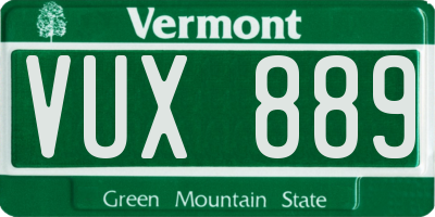 VT license plate VUX889