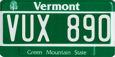 VT license plate VUX890