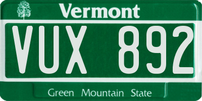 VT license plate VUX892