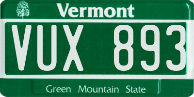 VT license plate VUX893