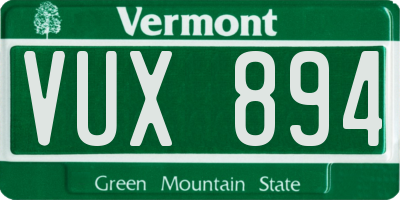 VT license plate VUX894
