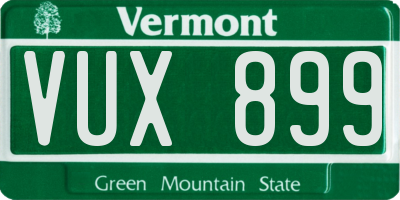 VT license plate VUX899