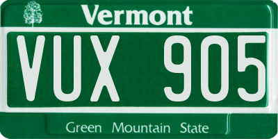 VT license plate VUX905