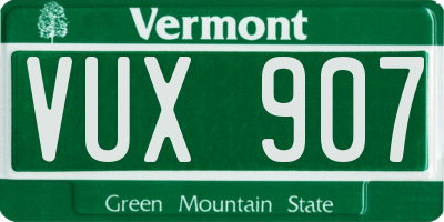 VT license plate VUX907