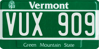 VT license plate VUX909