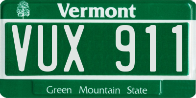 VT license plate VUX911
