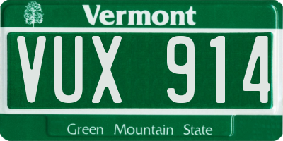 VT license plate VUX914