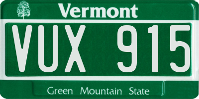 VT license plate VUX915