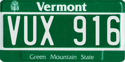 VT license plate VUX916