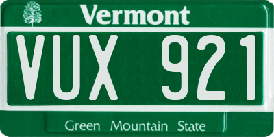 VT license plate VUX921