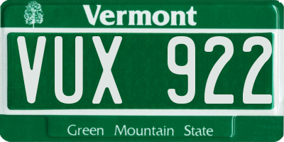 VT license plate VUX922