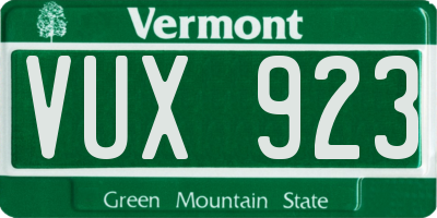 VT license plate VUX923
