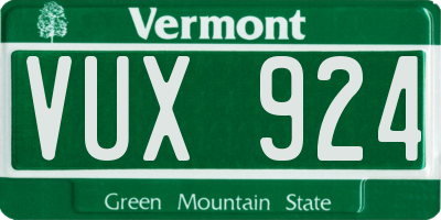 VT license plate VUX924