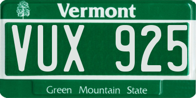 VT license plate VUX925