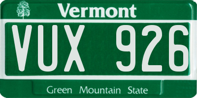 VT license plate VUX926