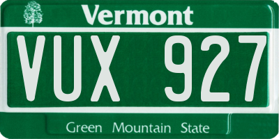 VT license plate VUX927