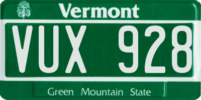 VT license plate VUX928
