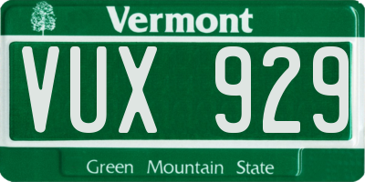 VT license plate VUX929