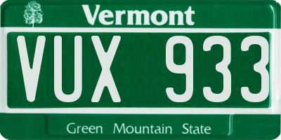 VT license plate VUX933