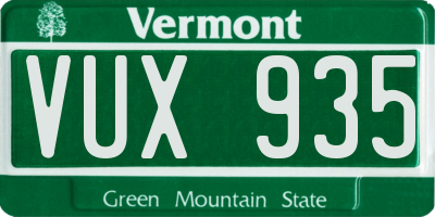 VT license plate VUX935